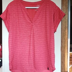L.L. Bean Shirt Sleeve Split Nck Tee - SizeMedium